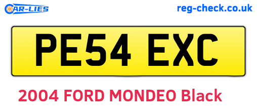 PE54EXC are the vehicle registration plates.