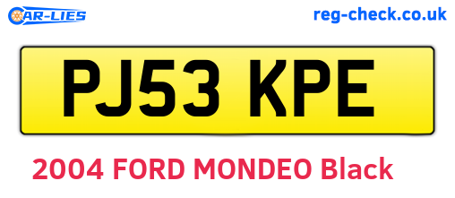 PJ53KPE are the vehicle registration plates.