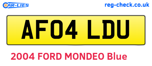 AF04LDU are the vehicle registration plates.