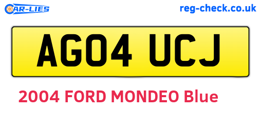 AG04UCJ are the vehicle registration plates.