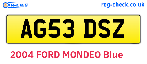 AG53DSZ are the vehicle registration plates.