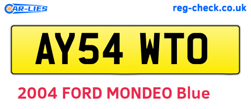 AY54WTO are the vehicle registration plates.