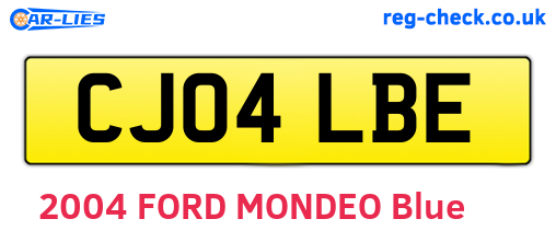 CJ04LBE are the vehicle registration plates.