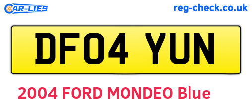 DF04YUN are the vehicle registration plates.
