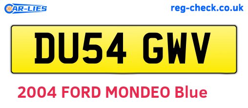 DU54GWV are the vehicle registration plates.