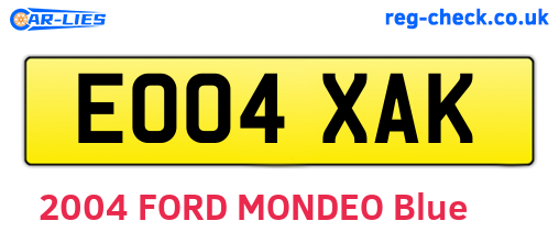 EO04XAK are the vehicle registration plates.