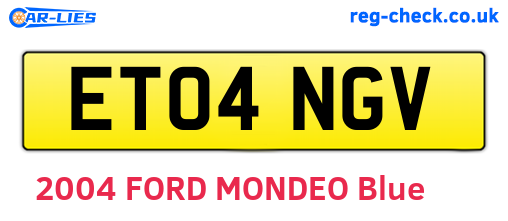 ET04NGV are the vehicle registration plates.