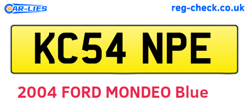 KC54NPE are the vehicle registration plates.