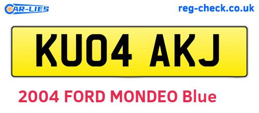 KU04AKJ are the vehicle registration plates.