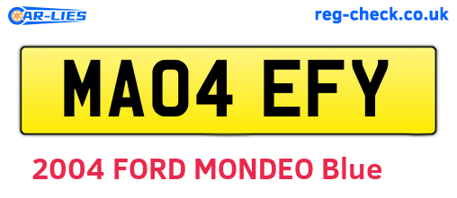 MA04EFY are the vehicle registration plates.