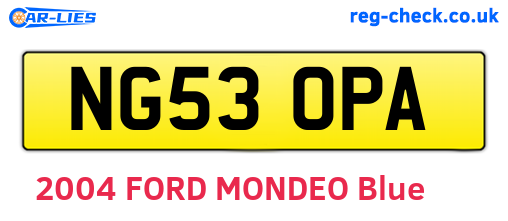 NG53OPA are the vehicle registration plates.