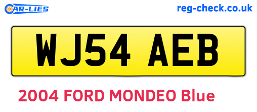 WJ54AEB are the vehicle registration plates.
