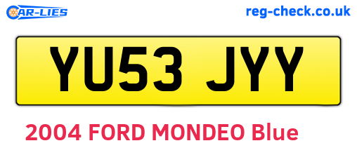YU53JYY are the vehicle registration plates.