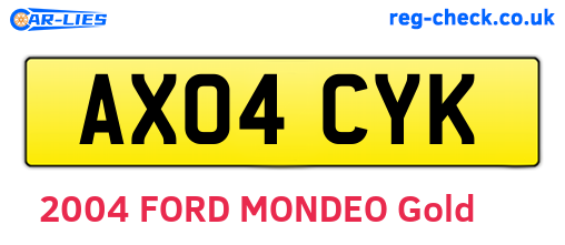 AX04CYK are the vehicle registration plates.