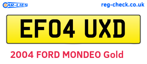 EF04UXD are the vehicle registration plates.