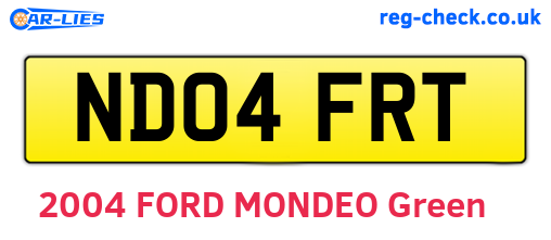 ND04FRT are the vehicle registration plates.