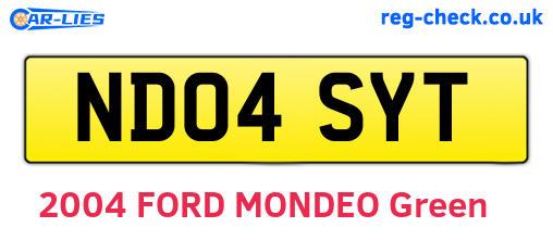 ND04SYT are the vehicle registration plates.