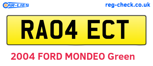 RA04ECT are the vehicle registration plates.