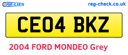 CE04BKZ are the vehicle registration plates.