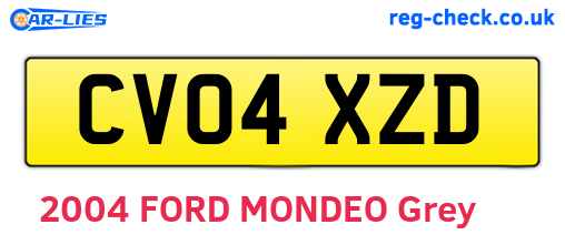 CV04XZD are the vehicle registration plates.