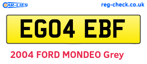 EG04EBF are the vehicle registration plates.
