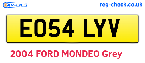 EO54LYV are the vehicle registration plates.
