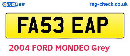 FA53EAP are the vehicle registration plates.