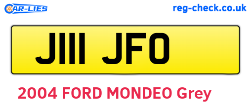 J111JFO are the vehicle registration plates.