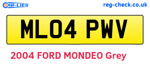 ML04PWV are the vehicle registration plates.