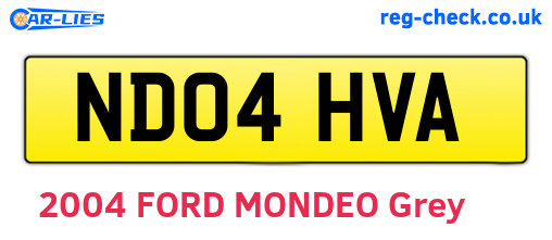 ND04HVA are the vehicle registration plates.