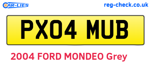 PX04MUB are the vehicle registration plates.