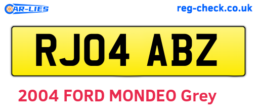 RJ04ABZ are the vehicle registration plates.