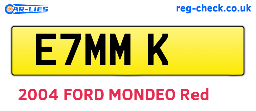 E7MMK are the vehicle registration plates.