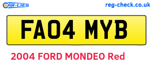 FA04MYB are the vehicle registration plates.