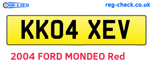 KK04XEV are the vehicle registration plates.