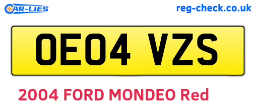 OE04VZS are the vehicle registration plates.