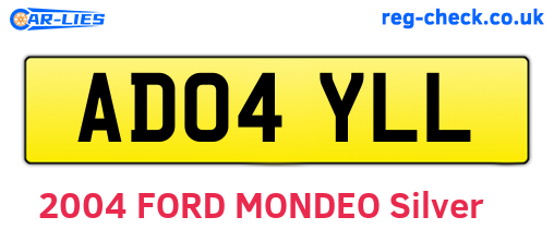 AD04YLL are the vehicle registration plates.