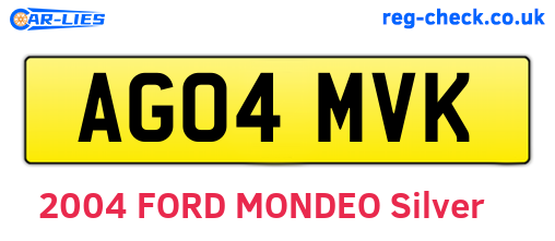 AG04MVK are the vehicle registration plates.
