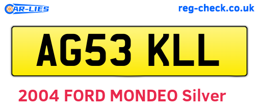 AG53KLL are the vehicle registration plates.