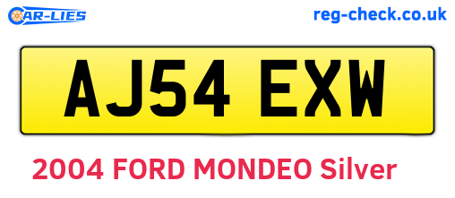 AJ54EXW are the vehicle registration plates.