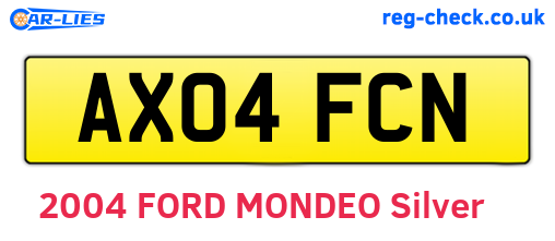AX04FCN are the vehicle registration plates.