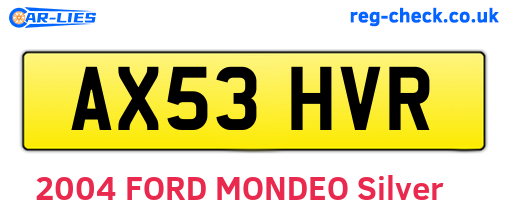 AX53HVR are the vehicle registration plates.