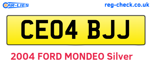 CE04BJJ are the vehicle registration plates.