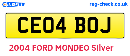 CE04BOJ are the vehicle registration plates.
