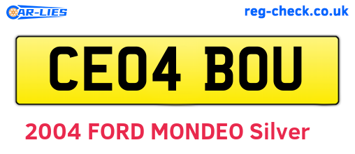 CE04BOU are the vehicle registration plates.