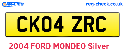 CK04ZRC are the vehicle registration plates.