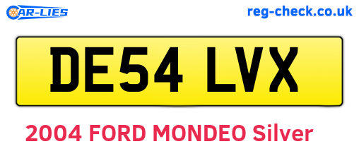 DE54LVX are the vehicle registration plates.