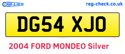 DG54XJO are the vehicle registration plates.