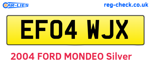 EF04WJX are the vehicle registration plates.