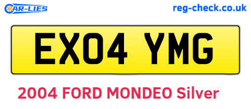 EX04YMG are the vehicle registration plates.